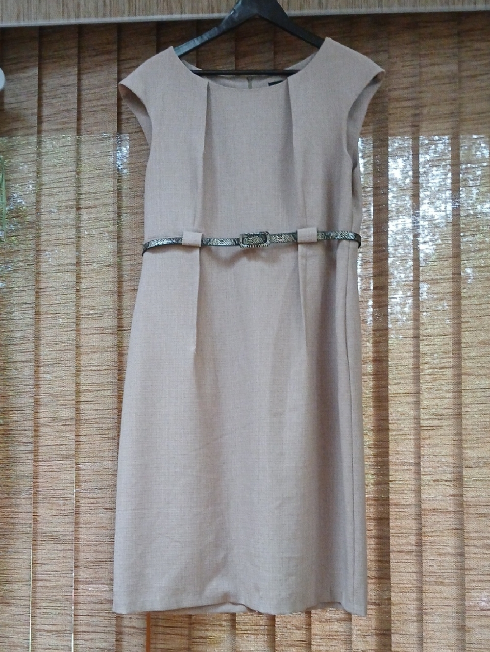 Connected Apparel Beige Midi Dress